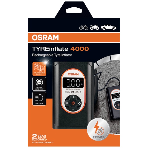 Osram TYREinflate 4000, 8.3 Bar, Digital, Auto-Stop, Lampa Led Inspectie OTIR4000